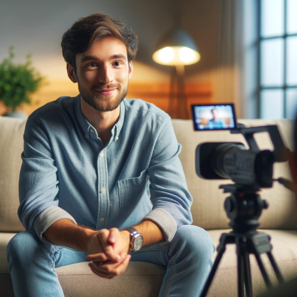 1701409469936261.png DALL·E 2023-12-01 13.37.38 - A realistic portrayal of a videographer conducting interviews for a short documentary video, focusing on the interaction between the interviewer and t.png
